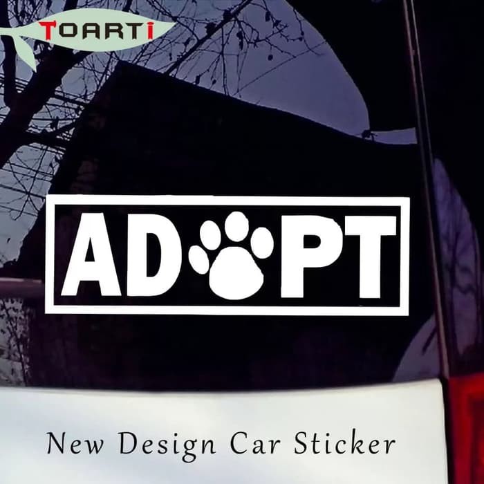 Stiker kaca mobil ADOPT mengadopsi hewan kucing anjing penyelamatan