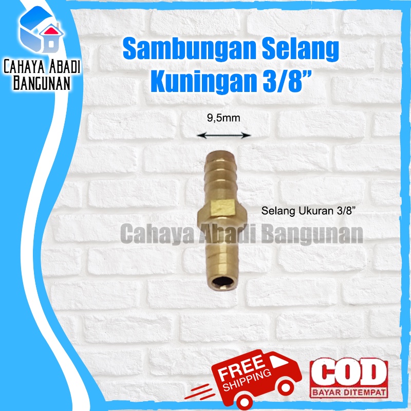 Sambungan Selang Air Kuningan 3/8&quot; Inch Inchi Inci bs Untuk Selang Gas