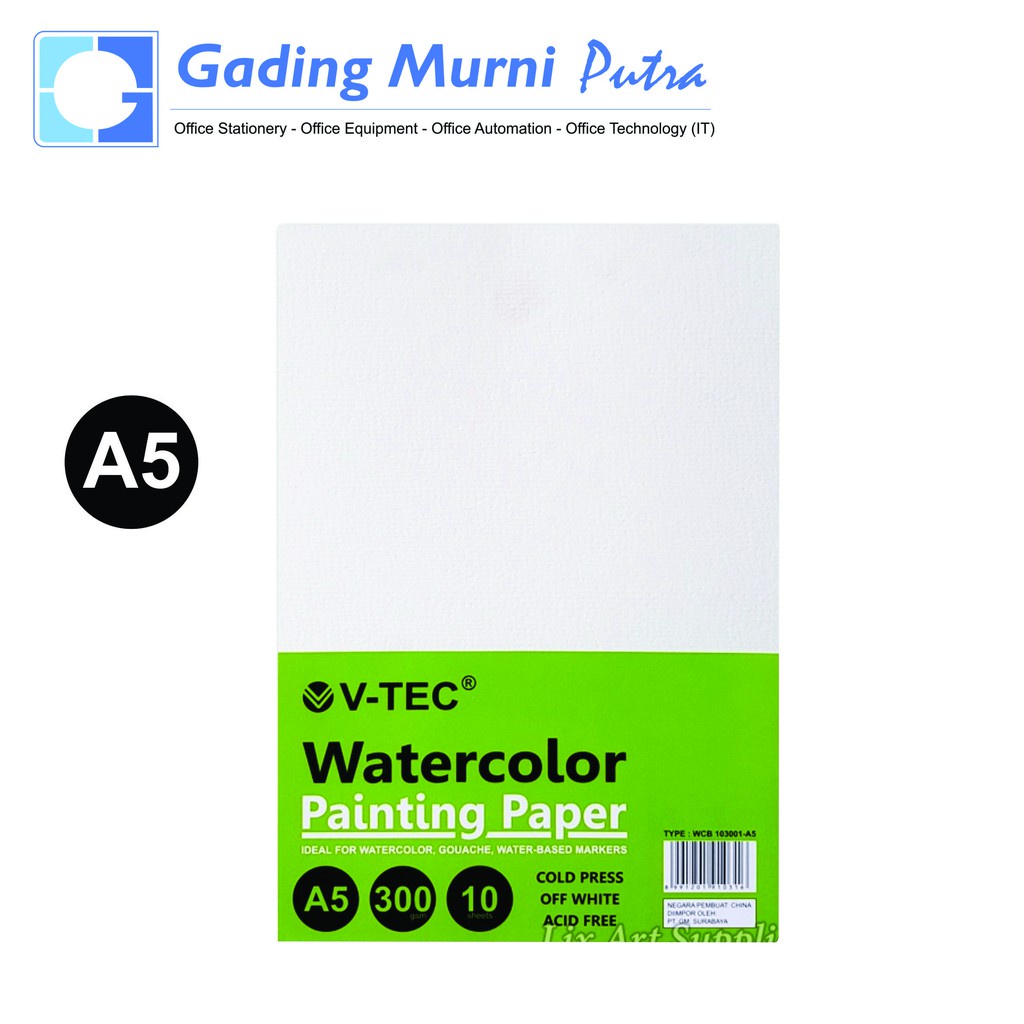 

V tec water colour painting paper kertas lukis cat air A3 A4 A5 A6 300 gsm