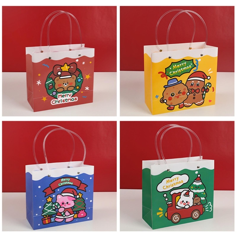 5pcs / Set Tas Hadiah Natal Multifungsi Dengan Gagang Untuk Anak Laki-Laki Dan Perempuan