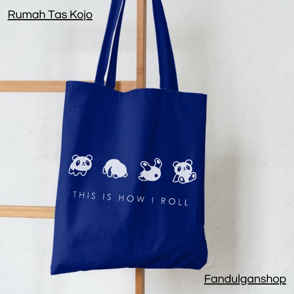 FLASH SALE 10.10 - TOTEBAG MOTIF PANDAROLL - RESLETING BAHAN KANVAS / DINIR 300 UKURAN 35X40 CM