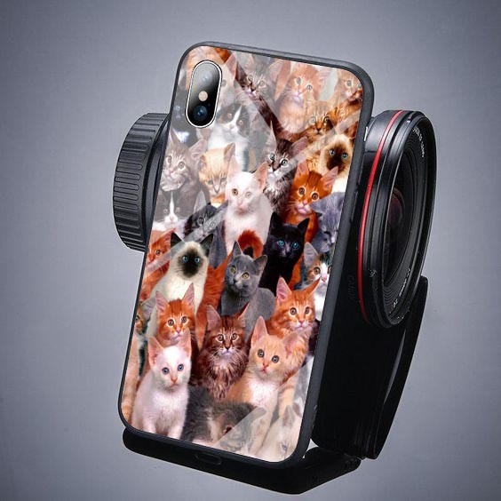 [K41] SoftCase Glass Cat For Oppo Vivo Xiaomi Samsung Iphone Realme a12 a31 a5s a52 a91 a92 a3s a37