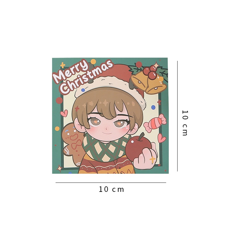 6pcs Kartu Ucapan Lipat Desain Kartun Kawaii Girl Untuk Natal