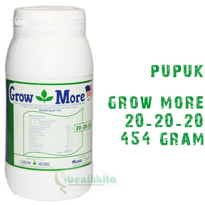 Pupuk-Nutrisi NPK GrowMore Seimbang 20-20-20 (454gr)