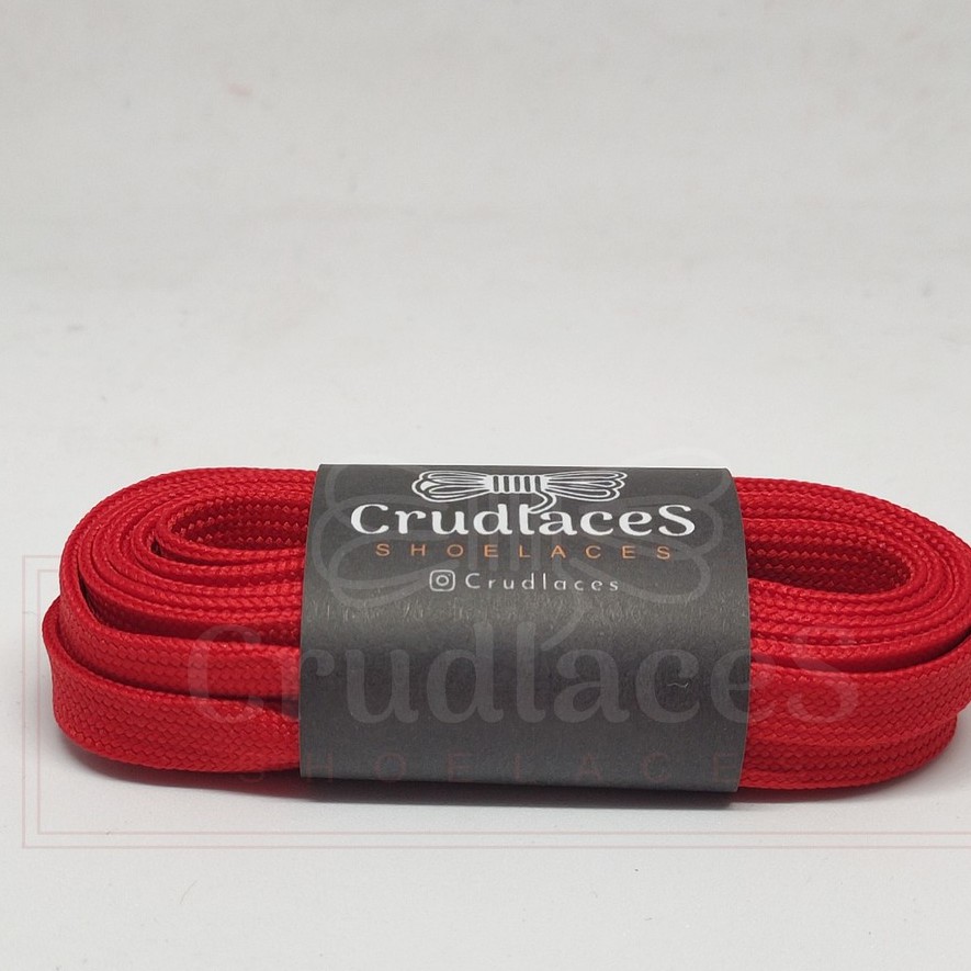 Tali Sepatu Flat/Gepeng Polyester Warna Merah 2 LAPIS-Shoelace Flat - Aglets Metal - Crudlaces