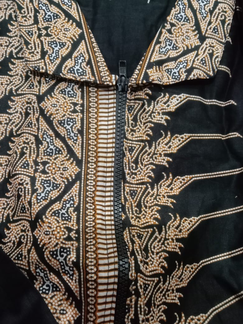 Couple Batik Kemeja Tunik Ziper Depan Motif Jokowi Serit