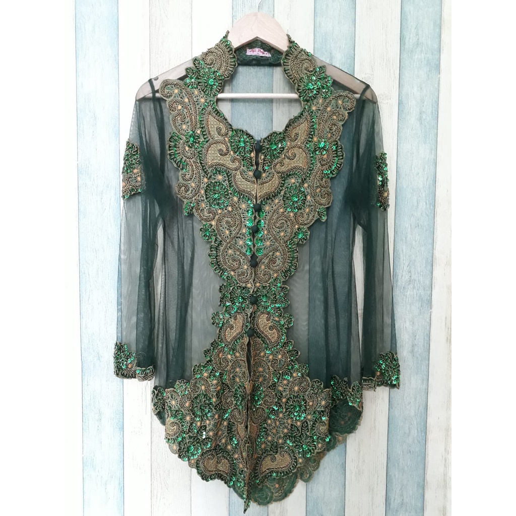 Kebaya payet lengan panjang Hijau botol