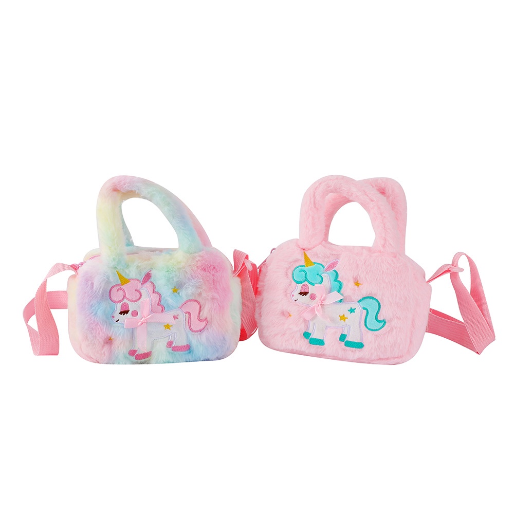 Tas Selempang Anak Perempuan Unicorn Tas Fashion anak Sling Bag Bulu Persegi Unicorn Tas Bahu Jalan jalan anak Pempuan TK SD Ori Import