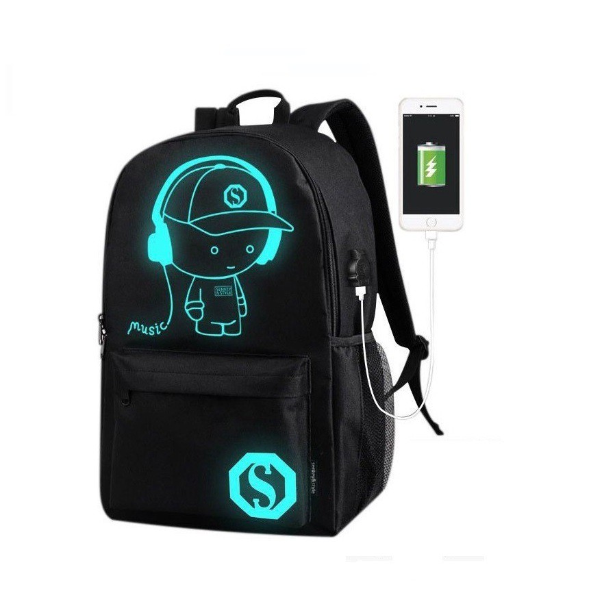 Mainland Tas Ransel Stylish Backpack Pria Pungung Tas Sekolah Luminous USB Charger TCR03-A