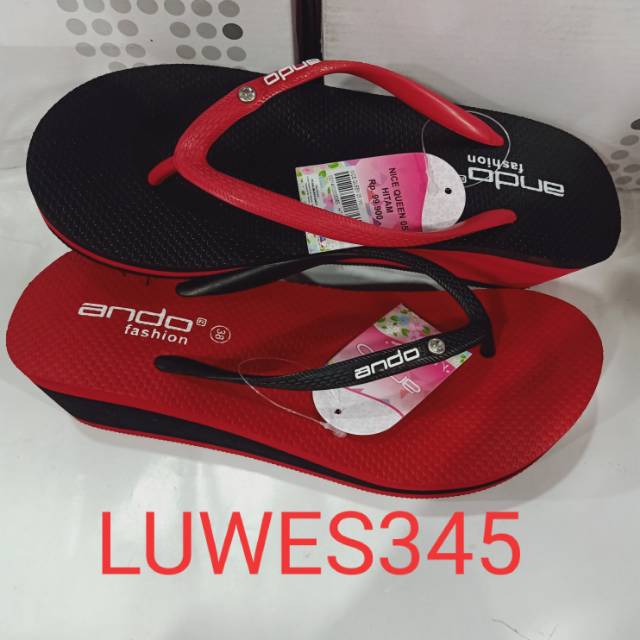 SANDAL ANDO KARET.NICE QUEEN 05.WARNA HITAM DAN MERAH.36 SAMPAI 40