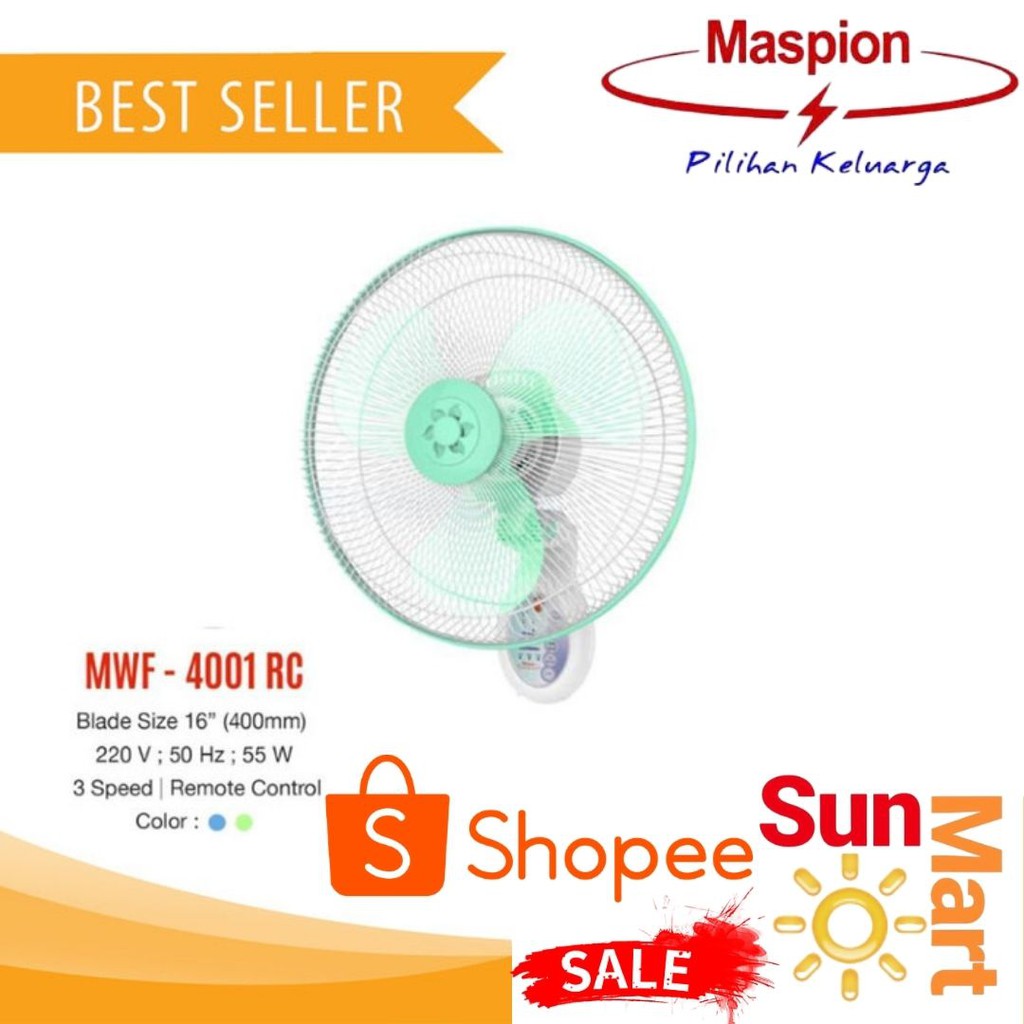 Wall Fan Maspion 16 Inch With Remote MWF 4001 RC Kipas Angin Dinding Maspion 16 Inch Remote