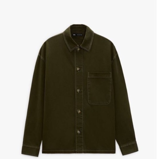 Kemeja Pria Zara|Zara Overshirt With Contrast Topstitching