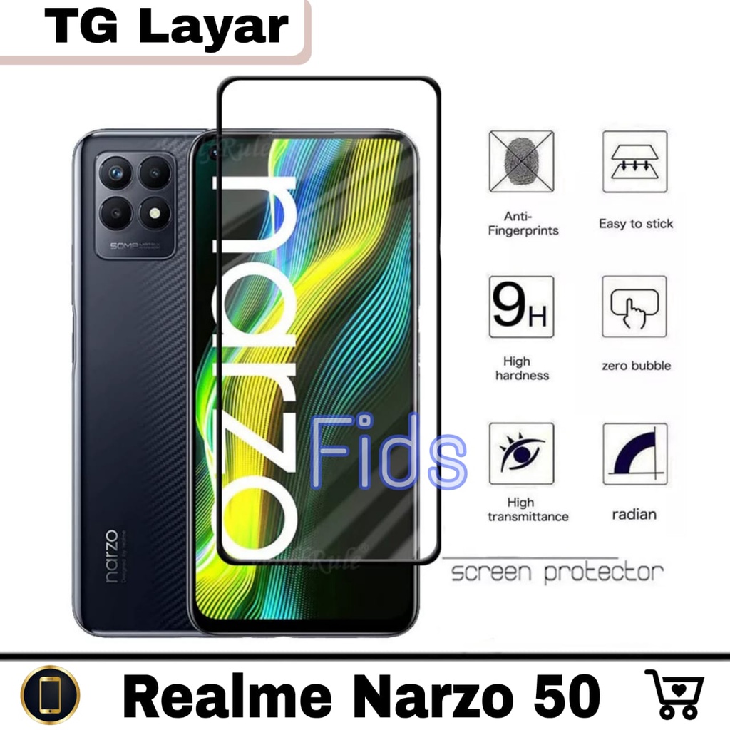 Tempered Glass REALME NARZO 50 Anti Gores Layar Full Cover List Black 9D screen protector