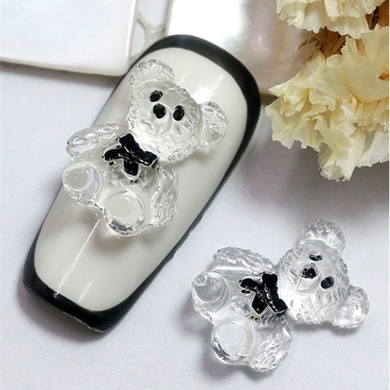 Stiker Kuku Motif Kartun Beruang Jelly Transparan Ukuran 10x13mm Untuk Anak Perempuan