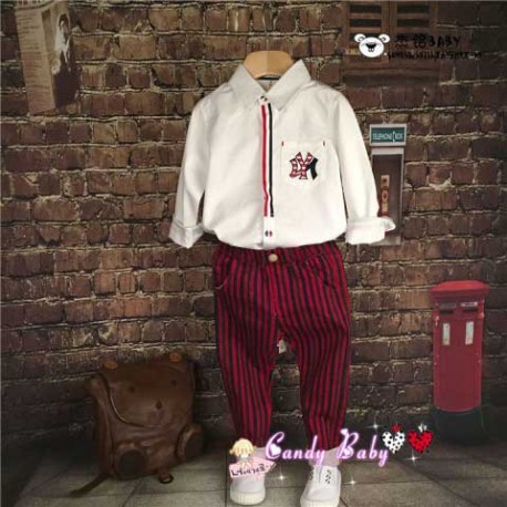 Setelan Anak / CandyBaby White Top set Red Pant / Acara / Party / Lebaran