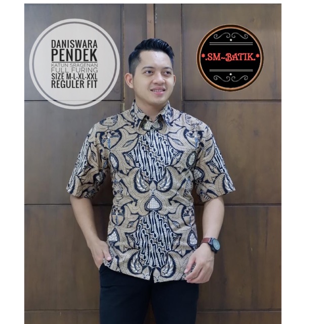 Batik Pria DENISWARA Pendek Katun Full Furing