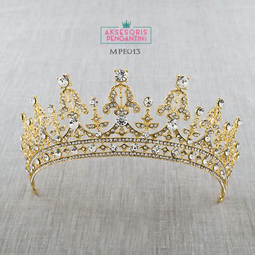 [SIAP KIRIM] AKSESORIS WANITA MAHKOTA WEDDING TIARA HEADPIECE EMAS MPE013