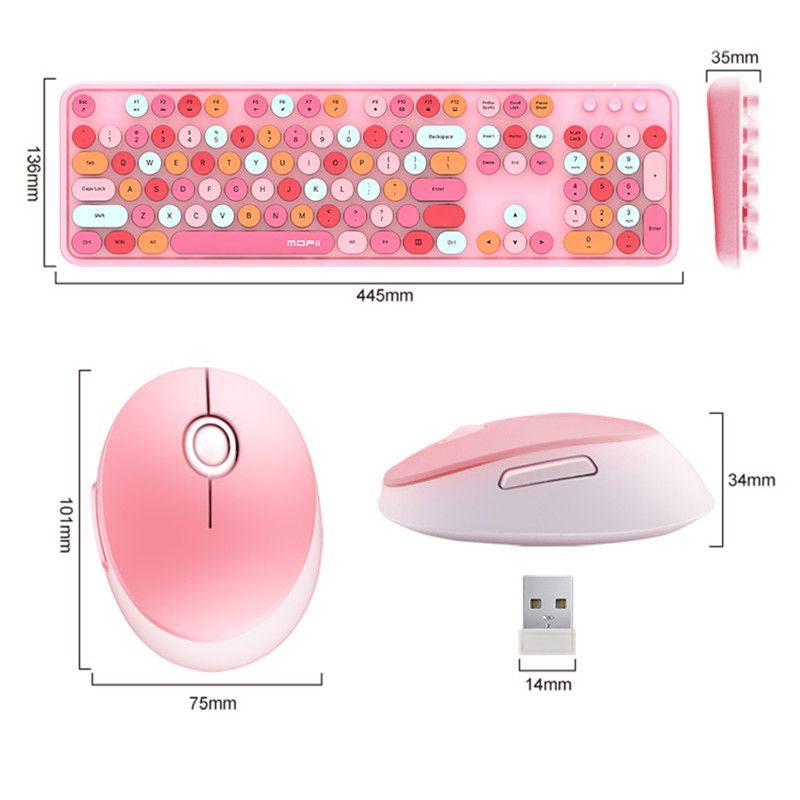 MOFii Keyboard Wireless Mouse Wireless Set Sweet Colorful - Garansi Resmi 6 Bulan