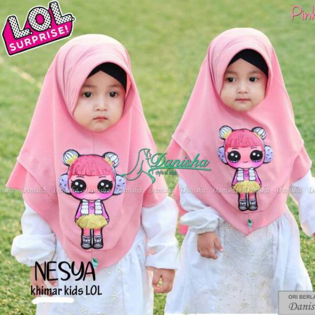 Alny Hijab - jaman now Hijab anak led bisa Nyala 2Layer Kids led jersay airis hijab kids / grosir jilbab anak