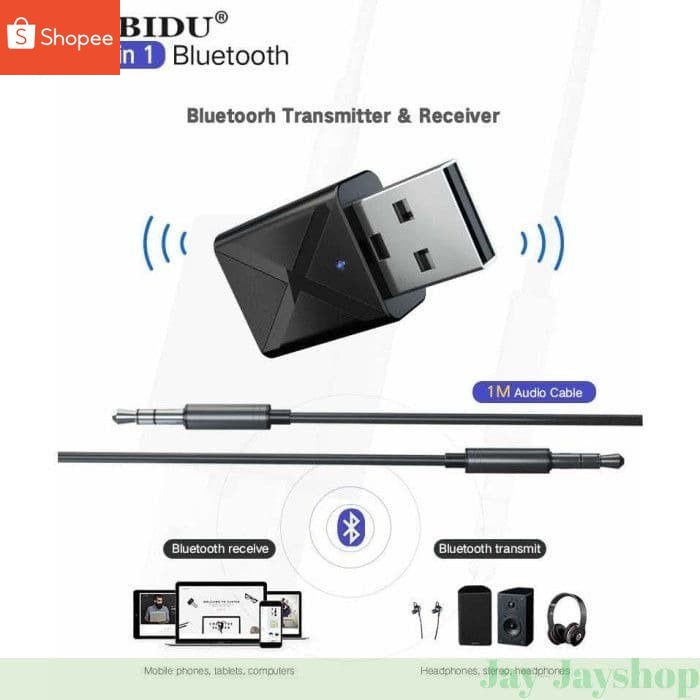 KEBIDU Bluetooth 5.0 Receiver &amp; Transmitter AUDIO Dongle USB 2 in 1 TERLARIS