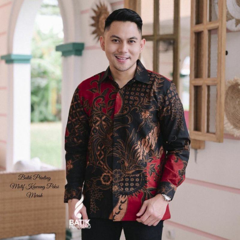 Batik Pria Lengan Panjang BATIK NAKULA HRB026 motif KERATONAN Kode 002 size M L XL XXL Reguler