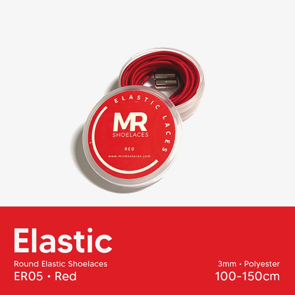 Original MR Shoelaces ER05 Elastic Red (Merah) Tali Sepatu Bulat Round Elastis 80cm 100cm 120cm 150cm