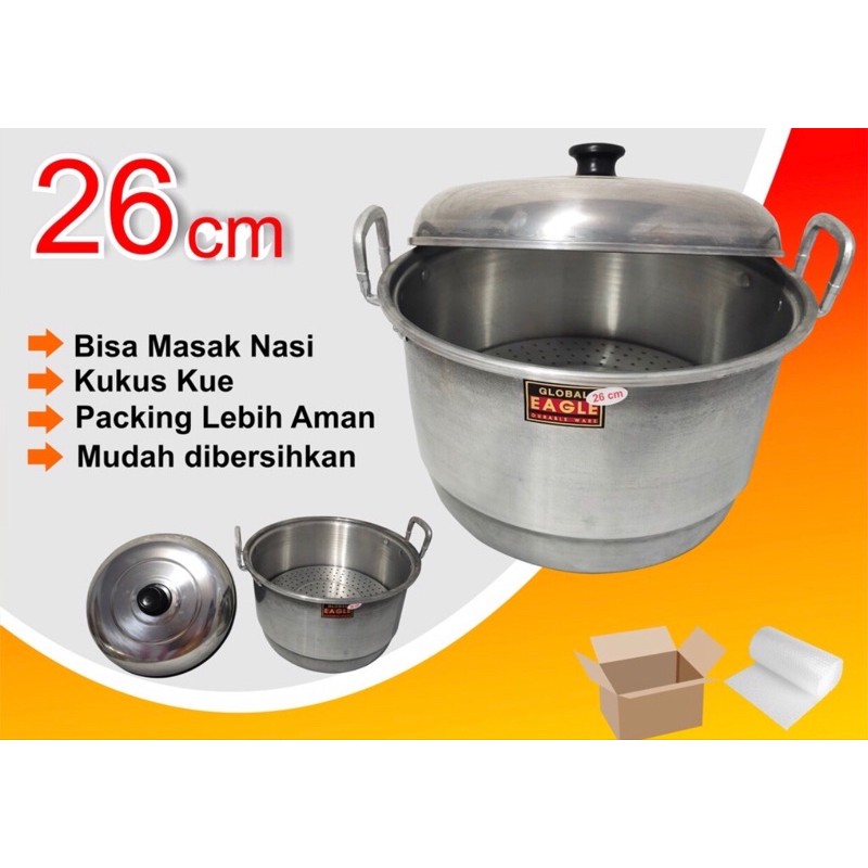 PANCI ALUMUNIUM LANGSENG DANDANG KUKUS STEAMER 26CM GLOBAL EAGLE