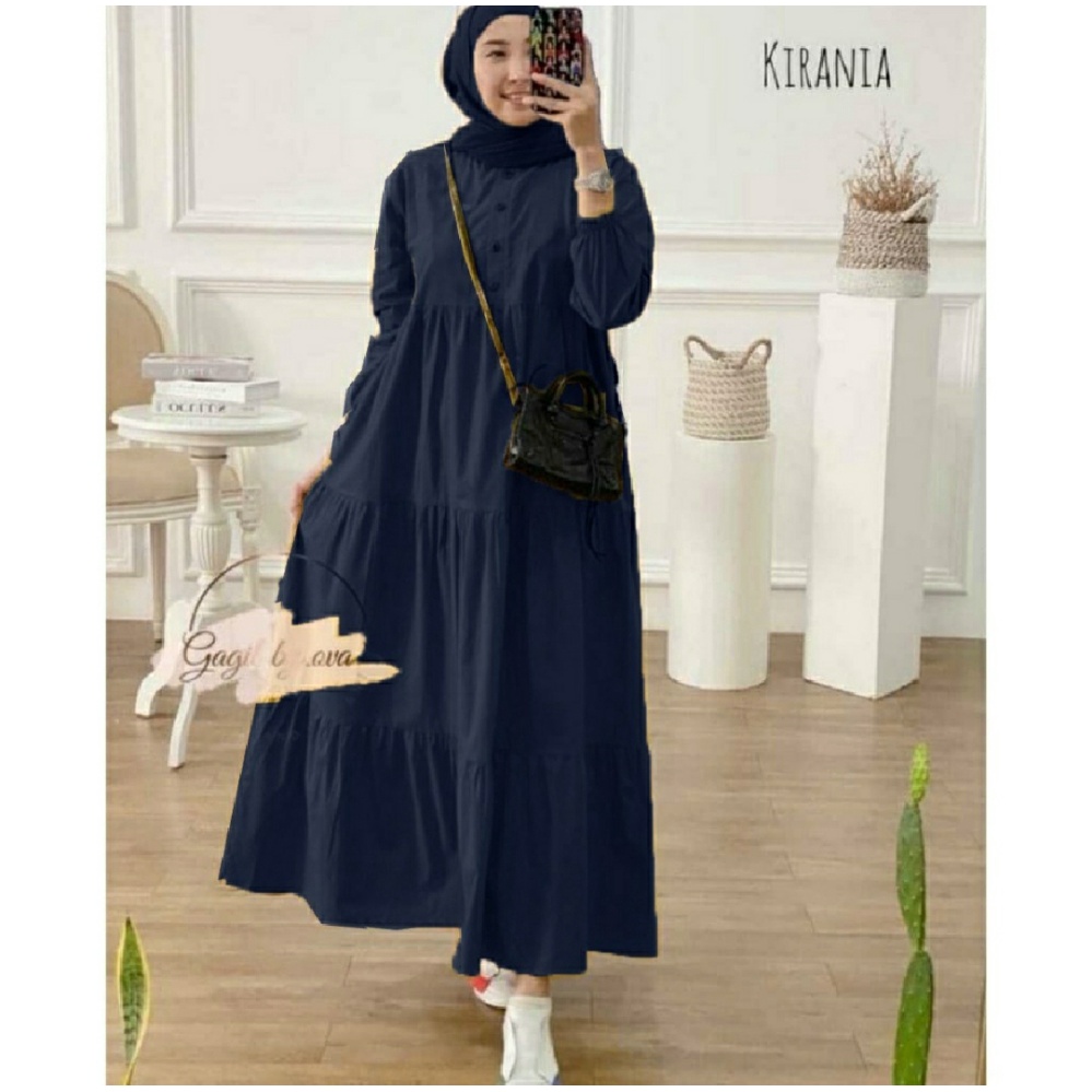 [COD] KIRANIA MIDI DRESS JUMBO SIZE M L XL XXL  LD 120 BAHAN KATUN RAYON 6 WARNA TERLARIS KEKINIAN FASHION MUSLIM