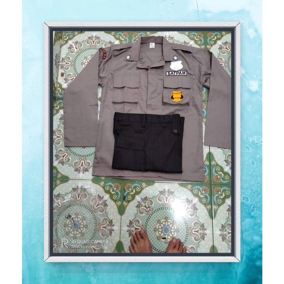 atasan bawahan stelan seragam satpam terbaru 2023_2024 PDL /PDH stelan baju scurity baru cream murah model lengan panjang lengan pendek  warna coklat mirip polisi stelan dinas kerja harian lengkap full logo seragam baru satpam baru murah original  cod