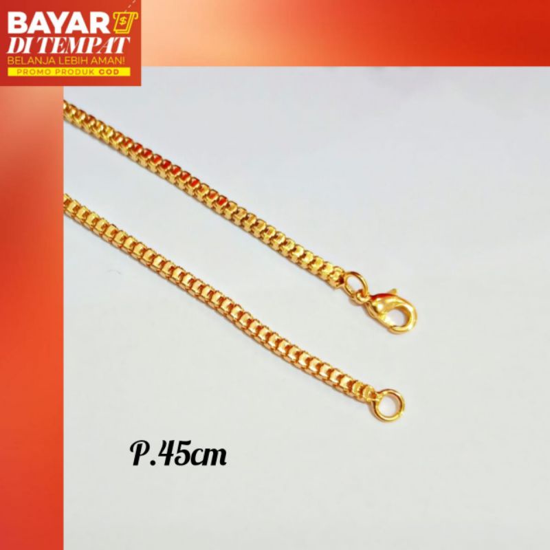 Kalung Milano kaca pria&amp;wanita Gold&amp;Silver lapis emas Korea anti karat