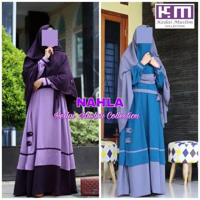 Set Gamis Syar'i / set Nahlan kedai muslim / gamis wolfis premium exclusive