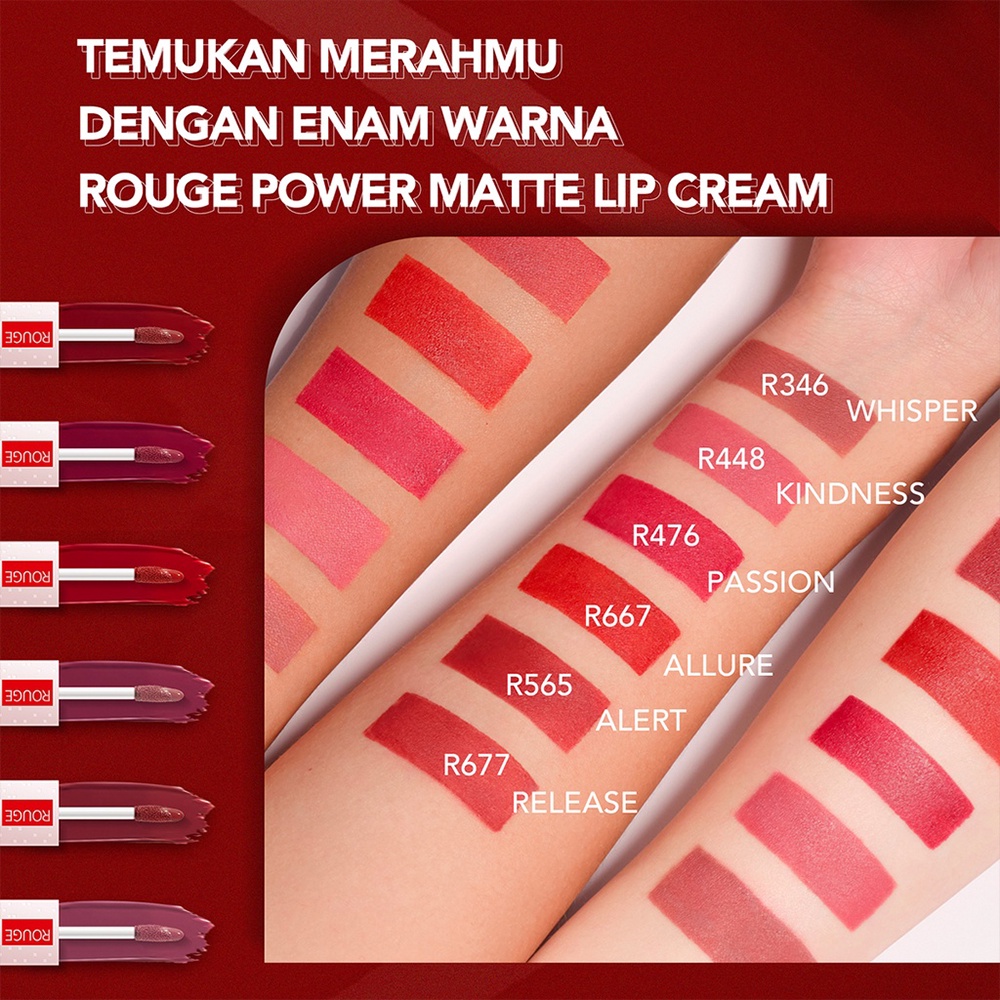 ❤ BELIA ❤ YOU Rouge Power Matte Lip Cream | Matte Finish, Tahan Lama, Nourishing, with Manuka Honey | Lip Matte | Lipstick | BPOM