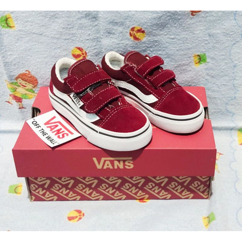 SEPATU V4NS ANAK OLDSKOOL MAROON VELCRO TALI SEPATU ANAK SEPATU ANAK PEREMPUAN SEPATU ANAK LAKI LAKI-3