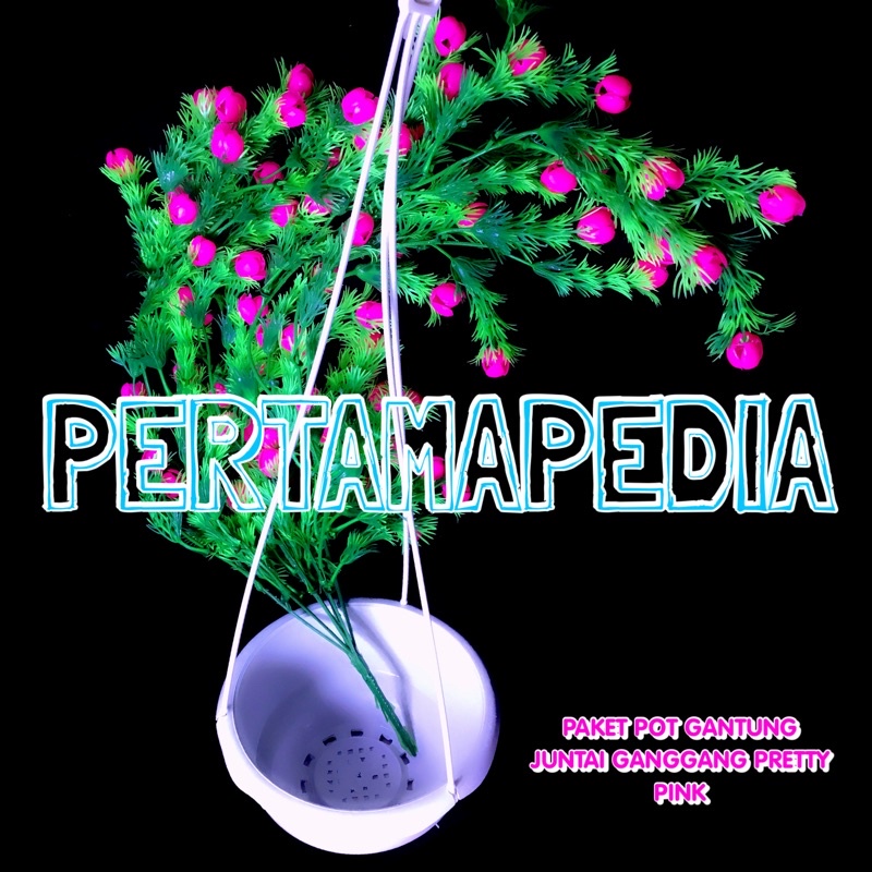 PAKET JUNTAI GANGGANG PRETTY PRITI+POT GANTUNG/Bunga Plastik/Daun Rambat Plastik/Busa Bunga/Dekorasi-POTGANT+GGPRETYPINK