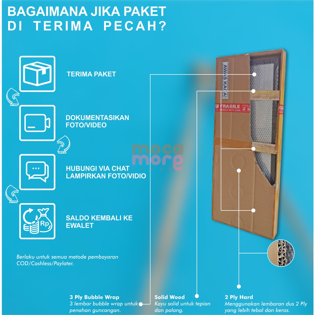 Kaca Cermin Dinding Gantung Panjang 95x35 Cm - Kaca Panjang Full Body