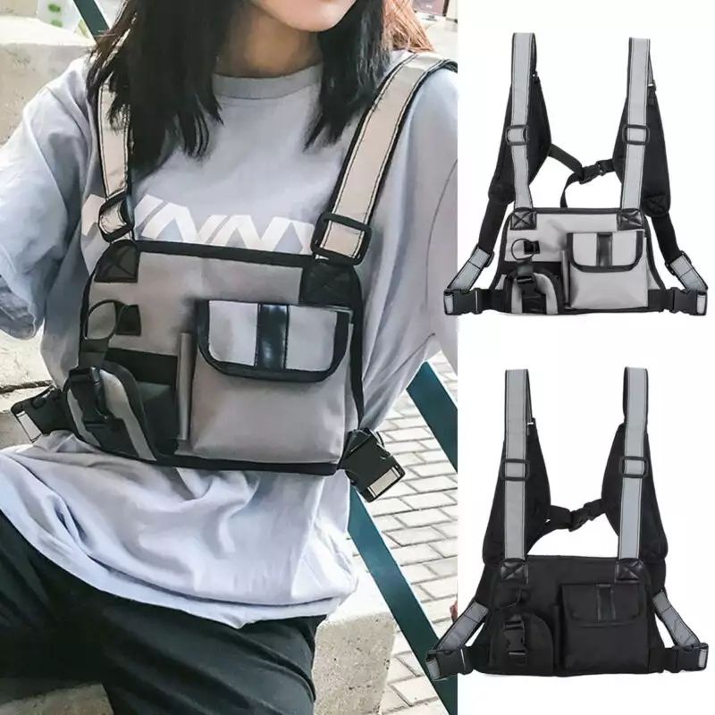 Tas Selempang Fashion Hip Hop Tas Dada Bahu Untuk Pria/Wanita Kasual Oxford Rompi Pinggang