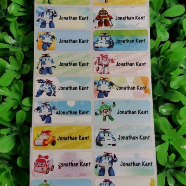 

Robocar Policar Label nama sticker label name waterproof