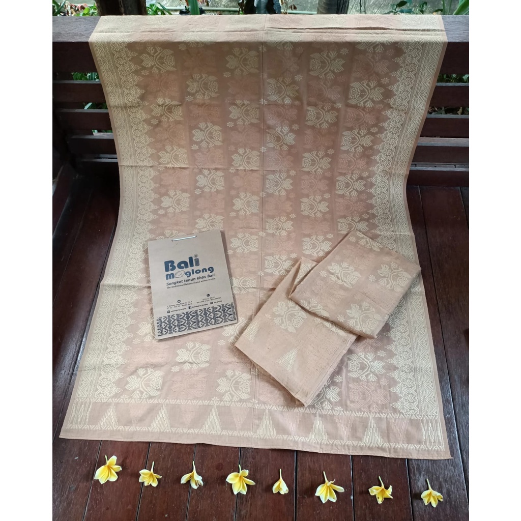 KAIN SONGKET BALI MOTIF BUNGA TUNJUNG BAHAN KATUN PEWARNA ALAM