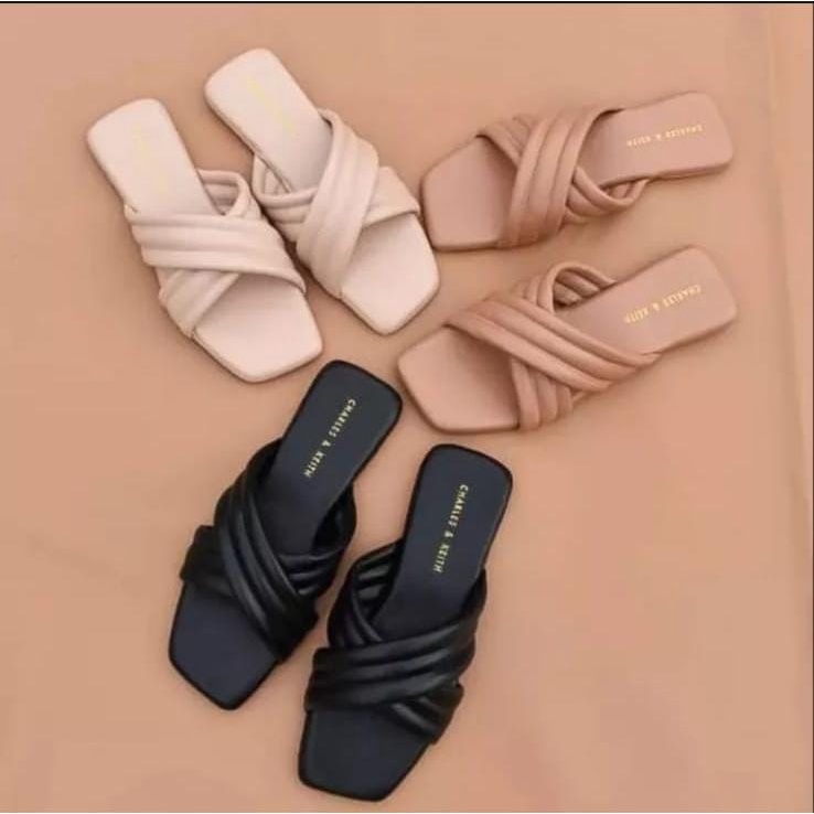 Sandal Wanita Sandal Flat Teplek silang