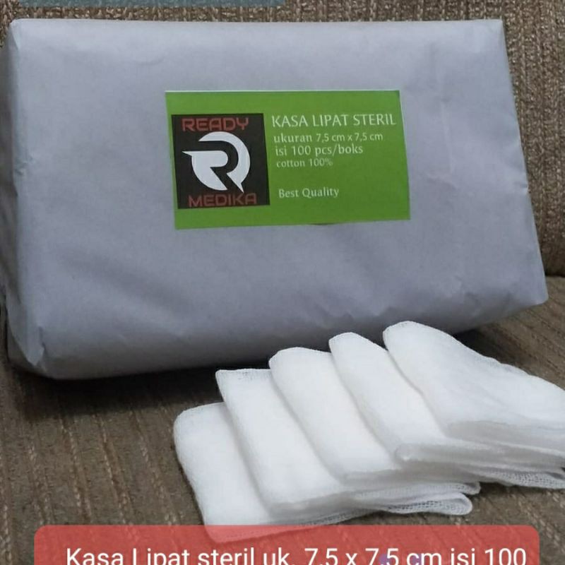 kasa lipat steril ukuran 7,5 cm x  7,5 cm isi 100pcs