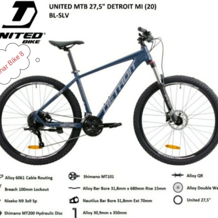 Sepeda Gunung 27,5 Inch MTB UNITED DETROIT MI Alloy 3x9 Speed Hidrolik