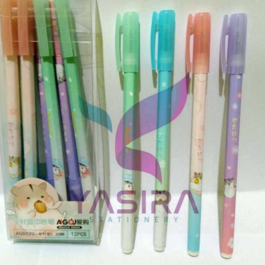 

Siap Kirim.. ( 110 Gram ) SELUSIN 12 Pcs Pulpen / Gel Pen Karakter Lucu Aigou