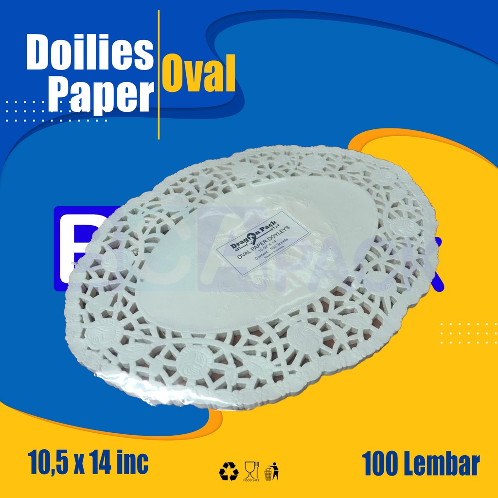 

Doilies Paper Oval 10,5 x 14 inch - Kertas Renda Kue isi 100 Lembar