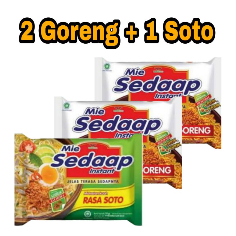 

2 Sedaap Goreng + 1 Sedaap Soto