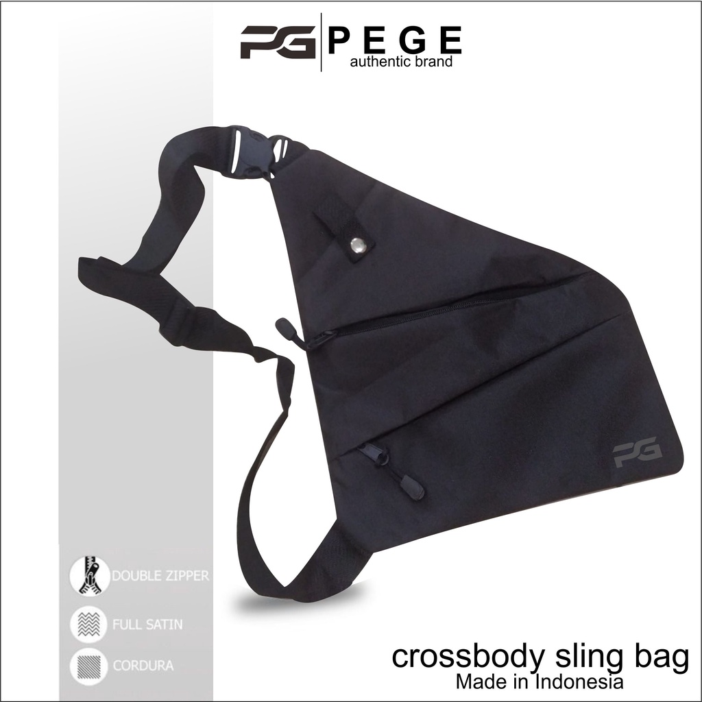 Tas Selempang Bahu PEGE CrossbodyBag Korea Style Bisa Dipakai Sebagai Tas Dada Model Polos Hitam - PG 8912