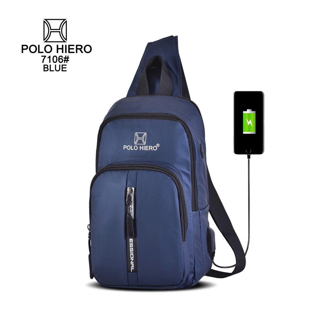 New Arrival Tas Selempang Polo Hiero 7106 Water Resistant,[Free Kabel USB Extension]