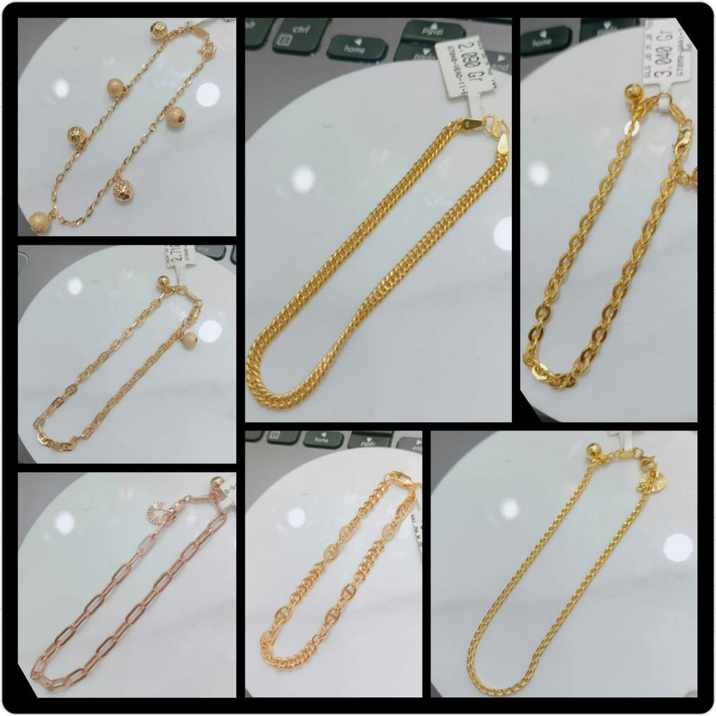 GELANG RANTAI EMAS 99 VARIASI MATAHARI BAMBU PADI @10-20GR (MM)