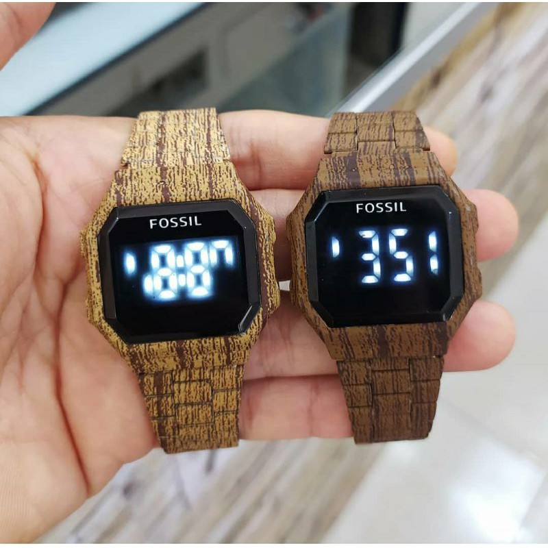 JAM LAYAR SENTUH MOTIF KAYU