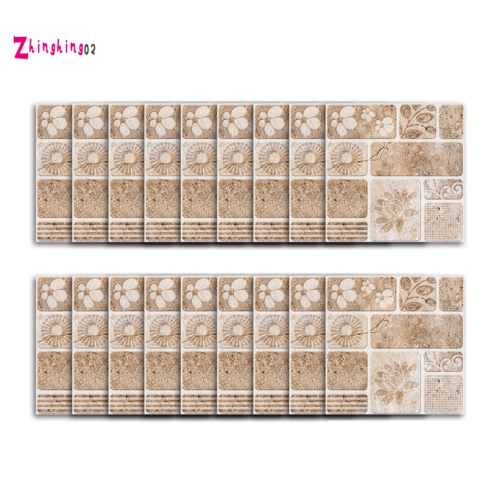 18 Pcs Self Adhesive Mosaic Tile Sticker Kitchen Backsplash Bathroom Wall Tile Stickers Decor Waterproof Peel Stick Pvc Tiles 10x10cm Mts012 Shopee Indonesia