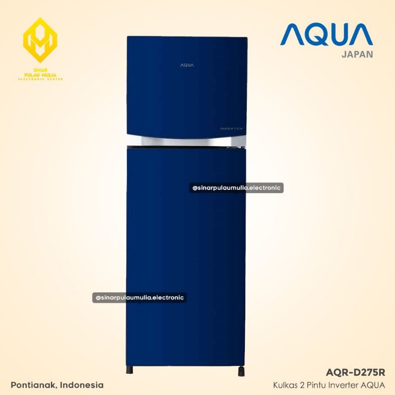 Aqua Kulkas 2 Pintu 220 Liter Inverter Cosmetic Box - AQR-D275R / AQR D 275 R / AQR D275R / AQRD275R